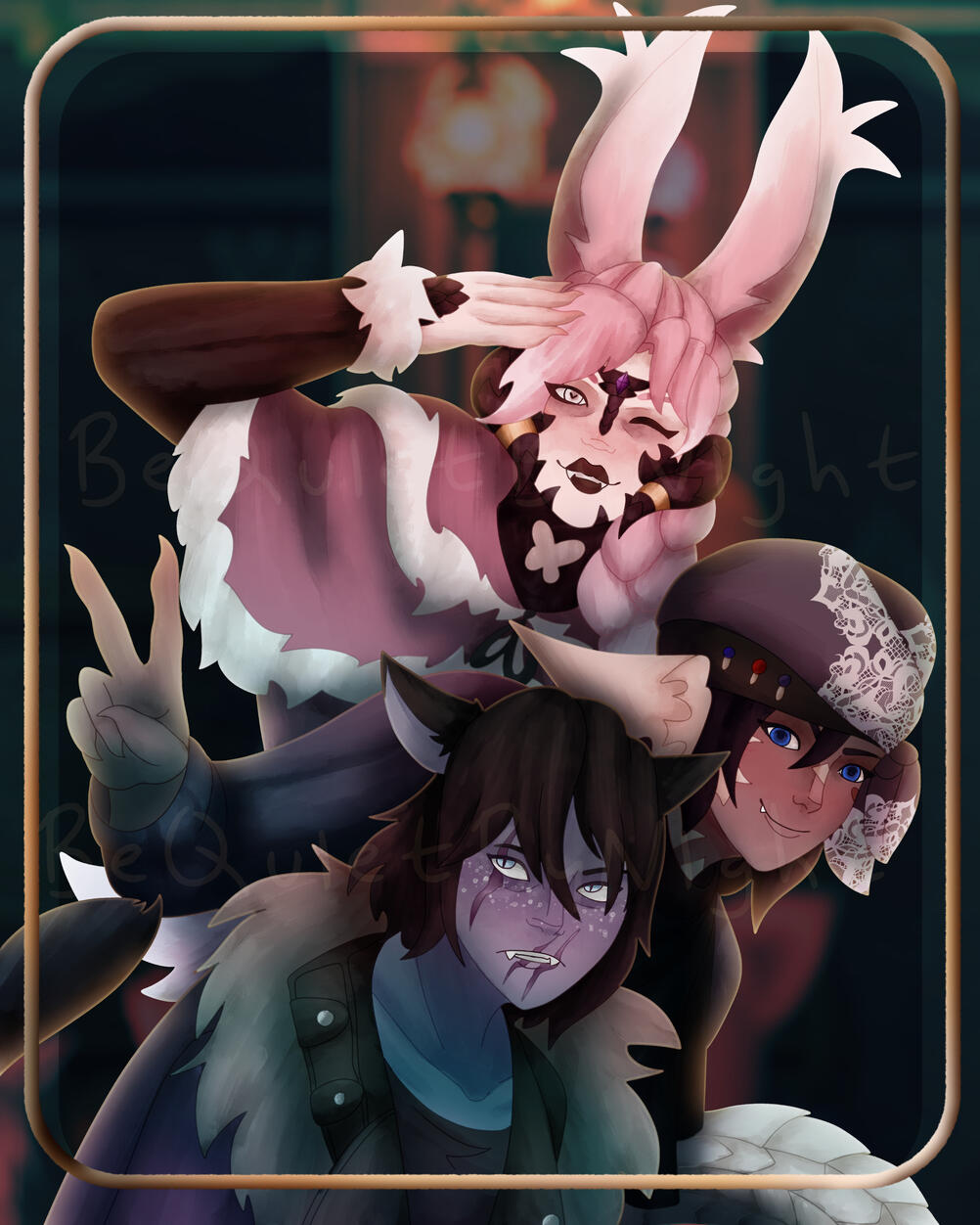 Waist Up, Simple Background + 2 Additional Characters